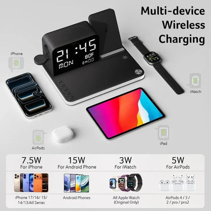 7 in 1 Wireless Charging Station with LED Night Light (Black)