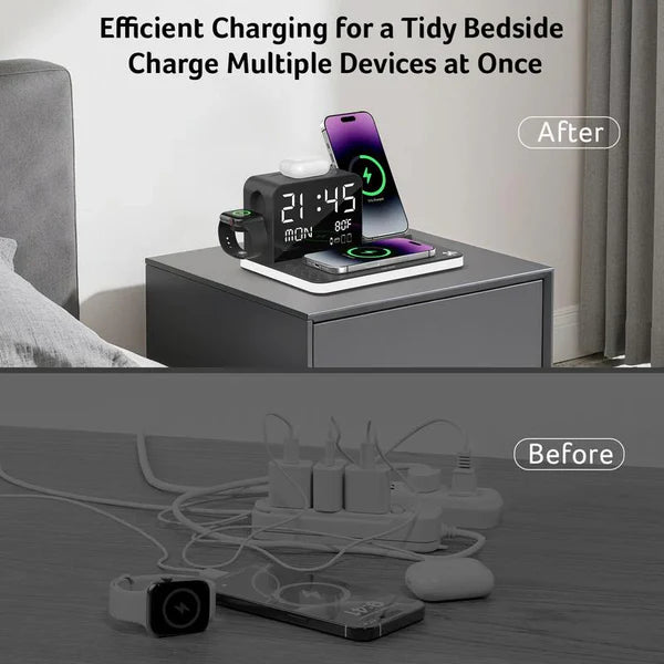 7 in 1 Wireless Charging Station with LED Night Light (Black)