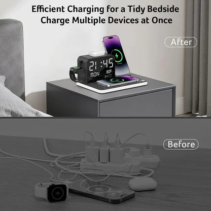 7 in 1 Wireless Charging Station with LED Night Light (Black)