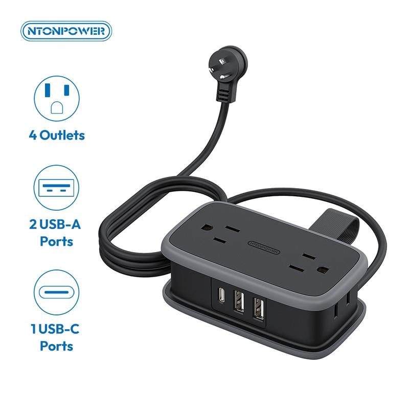 7 in 1 Travel Power Strip with 4 Outlets 3 USB Ports 1 USB C Port Flat Plug 5.24ft Retractable Cord for Cruise Ship Hotel Dorm Room